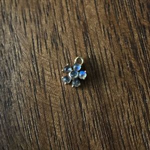 18K YELLOW GOLD MOONSTONE FLOWER EARRING CHARM DANGLE